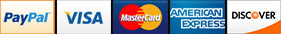 We Accept PayPal, Visa, MasterCard, Amex, and Discover
